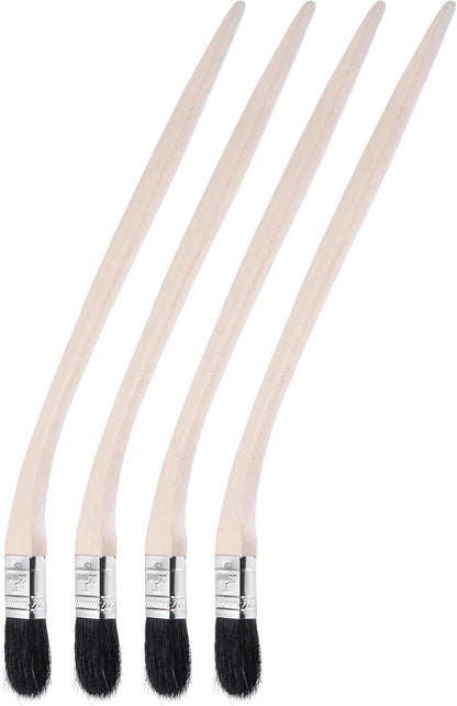 uxcell Bent Radiator Paint Brush 17" Length 2" Width Bristle with Long Wood Handle for Wall Treatment Black 4Pcs