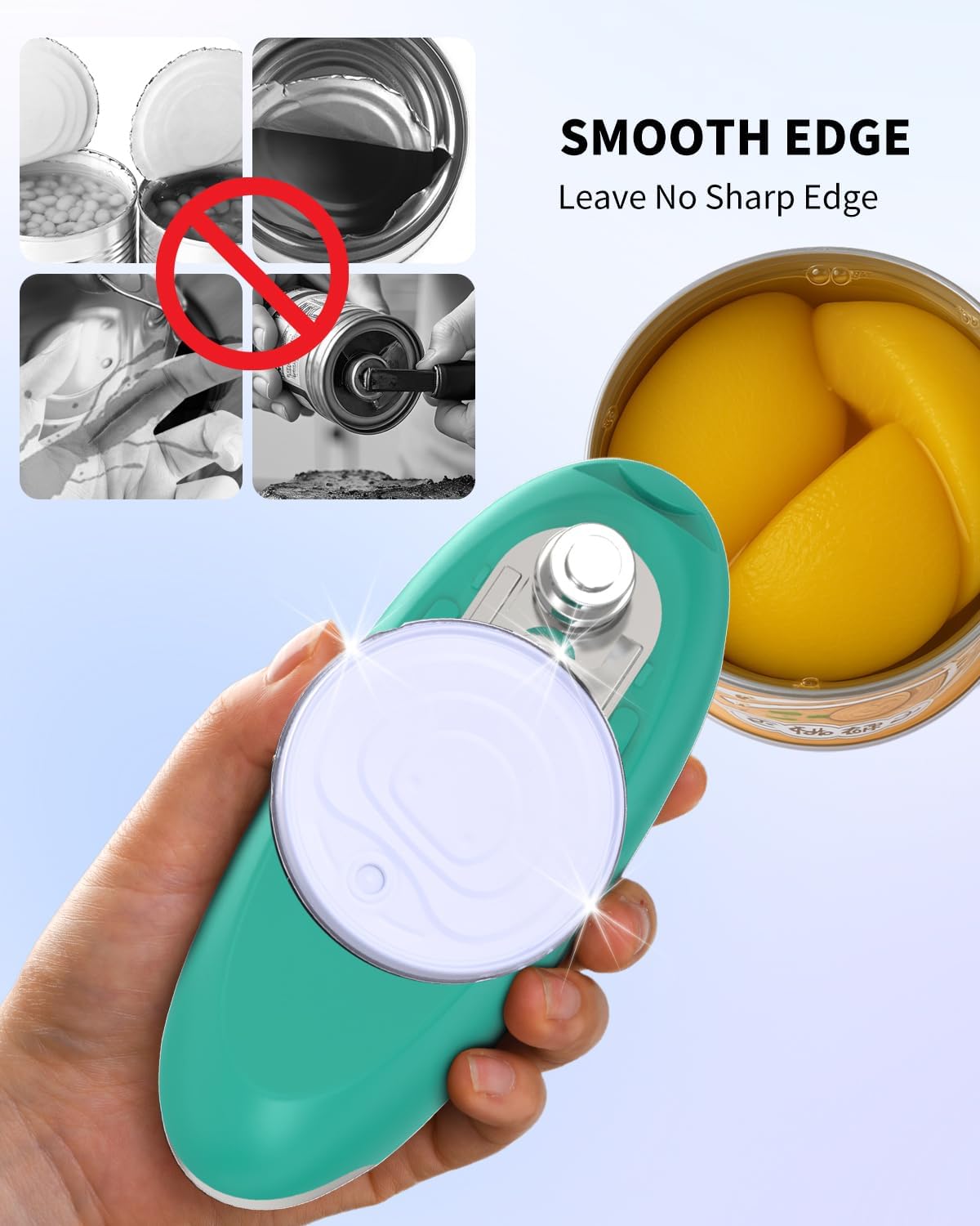 CIRCLE JOY Electric Can Opener, One-Touch Automatic Can Opening with Smooth Edges, Food Safety Handheld Battery-Operated Can Opener for Kitchen and Seniors, Blue