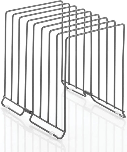 mDesign Large Metal Wire Organizer Rack for Kitchen Cabinet, Pantry, Shelves - Holder with 8 Slots for Baking Sheets, Skillets, Frying Pans, Pots, Lids, Cutting Boards, Appliances - Dark Gray