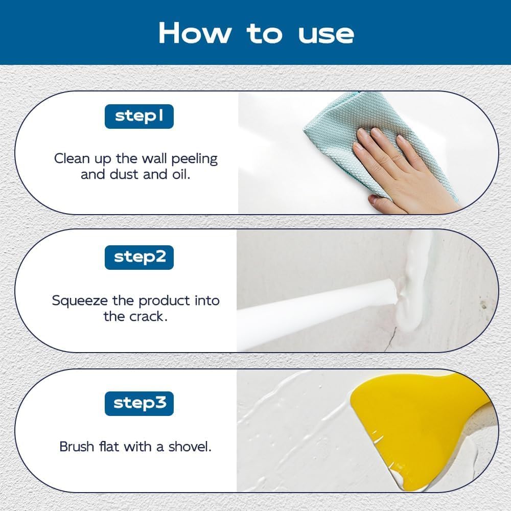 Drywall Repair Kit – Wall Repair Paste for Cracks & Holes, Fast-Drying Spackle with Scraper & Sandpaper, Multi-Purpose Wall Mending Compound for Indoor Outdoor Use (1 Pack)