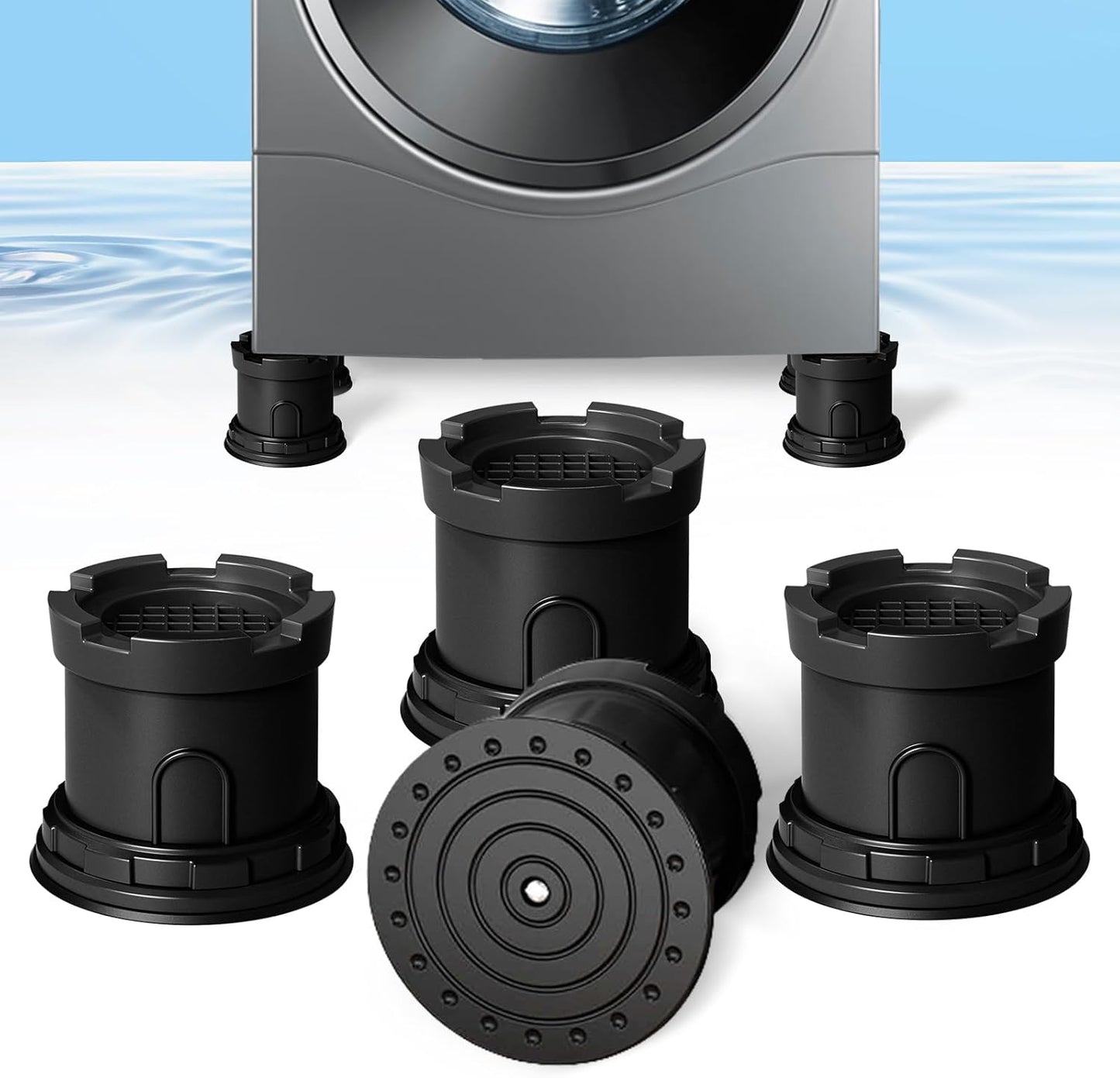 4Pcs Anti Vibration Pads for Washing Machine, Reduce Washer Dryer Moving | Washer and Dryer Pedestals,Prevents Noise Vibration Transfer, Antivibration Stabilizer Support Feet (Increase1.8in)