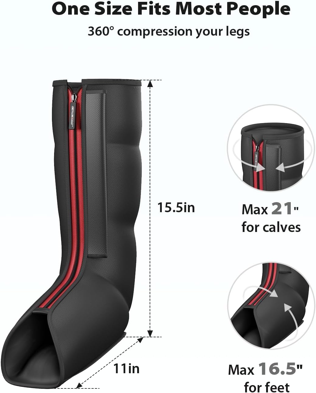 CINCOM Leg Massager for Circulation and Pain Relief, FSA - HSA | Air Compression Massager for Foot and Leg 3 Modes 3 Intensities Helpful for Lymphedema Edema Restless and Relaxation