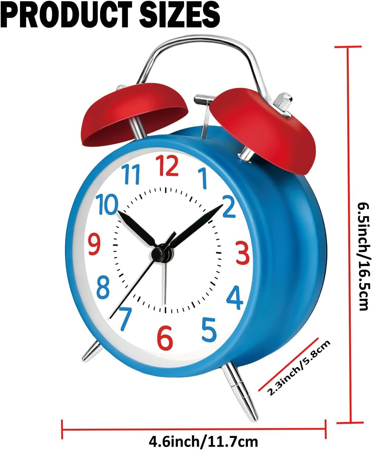 4.5" Analog Alarm Clock for Heavy Sleepers, Loud Battery Operated Alarm Clocks with Light, Metal Silent Desk Clock for Bedrooms, Retro Bedside Clocks for Kids Girls Women Mother Seniors, Pink