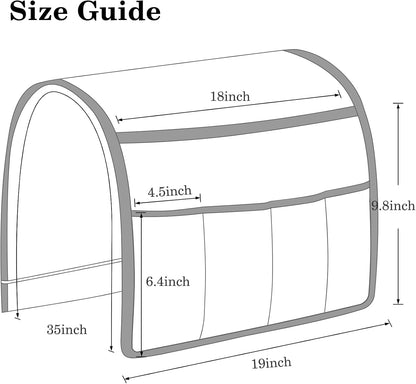 Remote Control Holder Couch Caddy, Armchair Caddy for Recliner 5 Pockets | TV Remote Holder Couch Armrest for Bed Storage with 5 Pockets, Remote Caddy Bedside Table Organizer (Light Gray,35''x13'')
