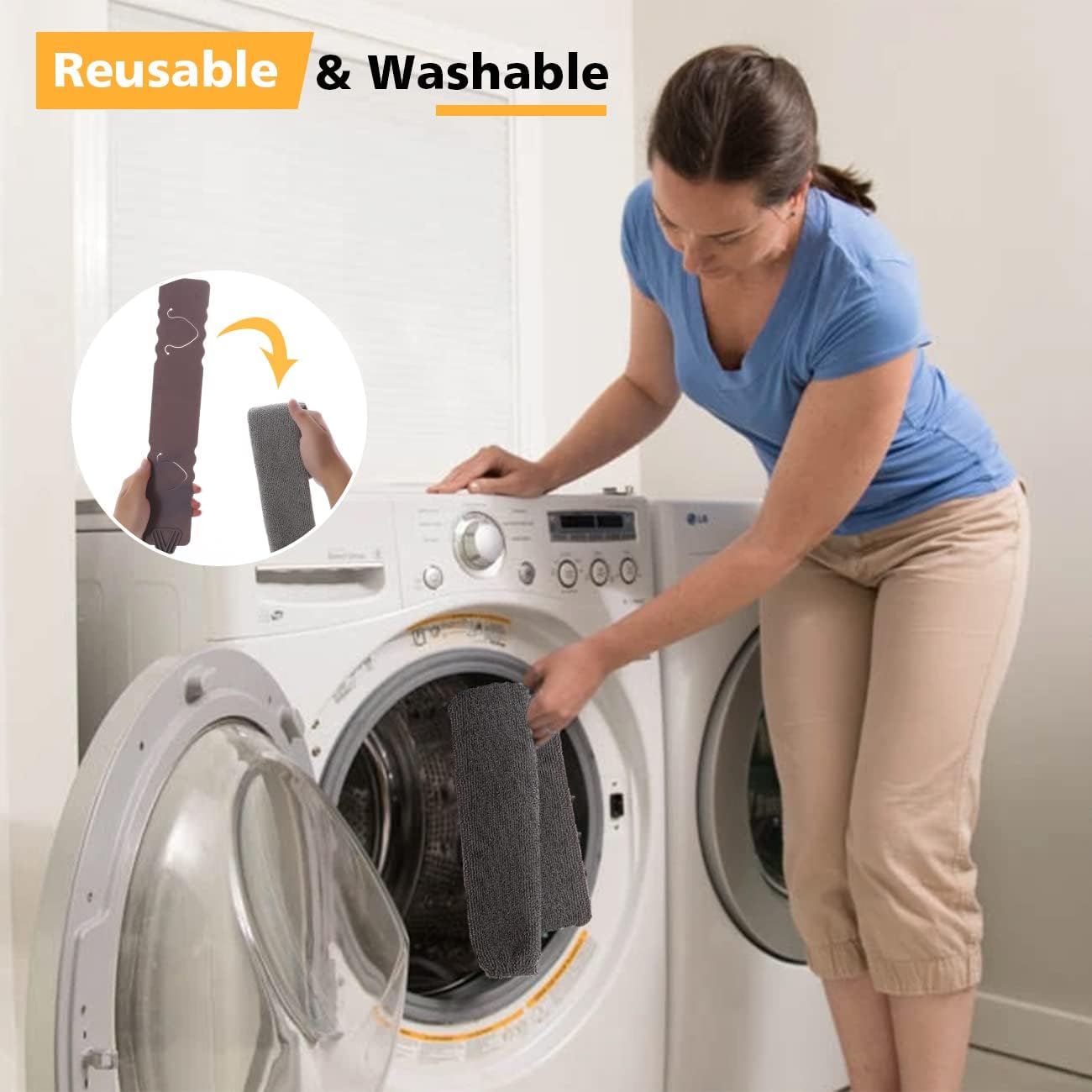 Retractable Gap Dust Cleaner with 3 Reusable Microfiber Dusting Cloths, Under Appliance/Refrigerator/Furniture Cleaning Tool with 100” Extension Pole, Washable Flat Gap Cleaning Duster by OOSOFITT