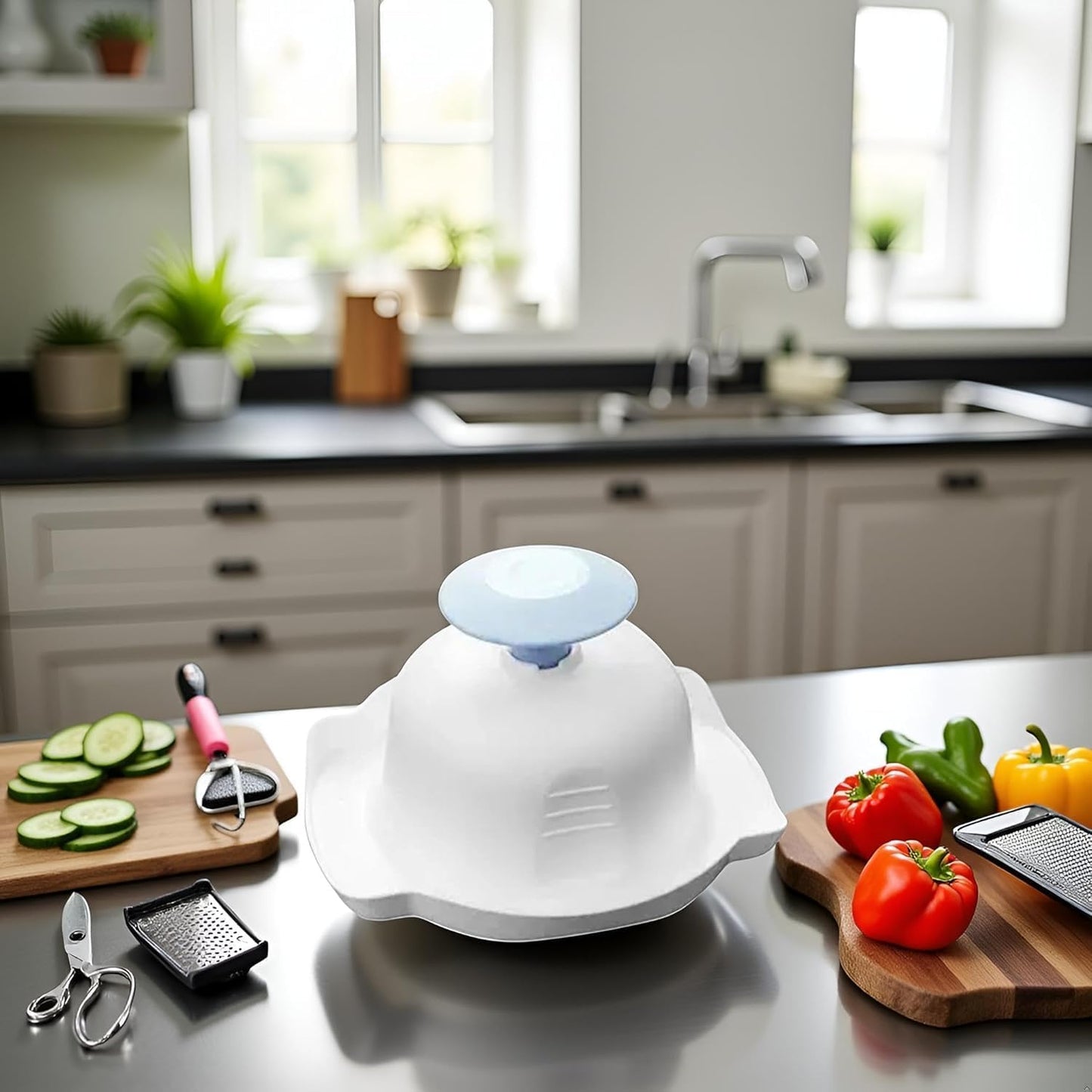 Mandoline Slicer Guard with Non-Slip Grip and Cut-Resistant Protection, Universal Safety Holder for Kitchen Slicers Graters, Dishwasher, Safe Food Prep Tool (Sapphire Blue)