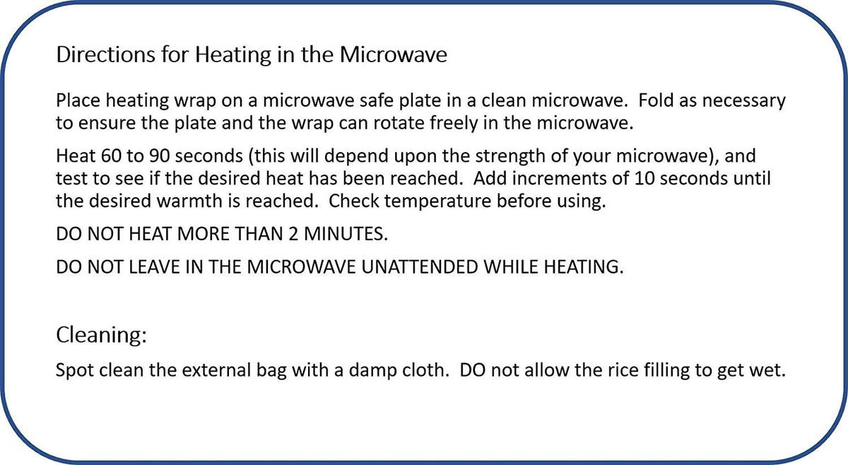 Microwavable Heating Pad, Rice Filled, Plush Cotton Cover, Natural, No Scents Added, Handcrafted in the USA, Back, Neck Pain, Arthritis, Cramps (Navy Blue)
