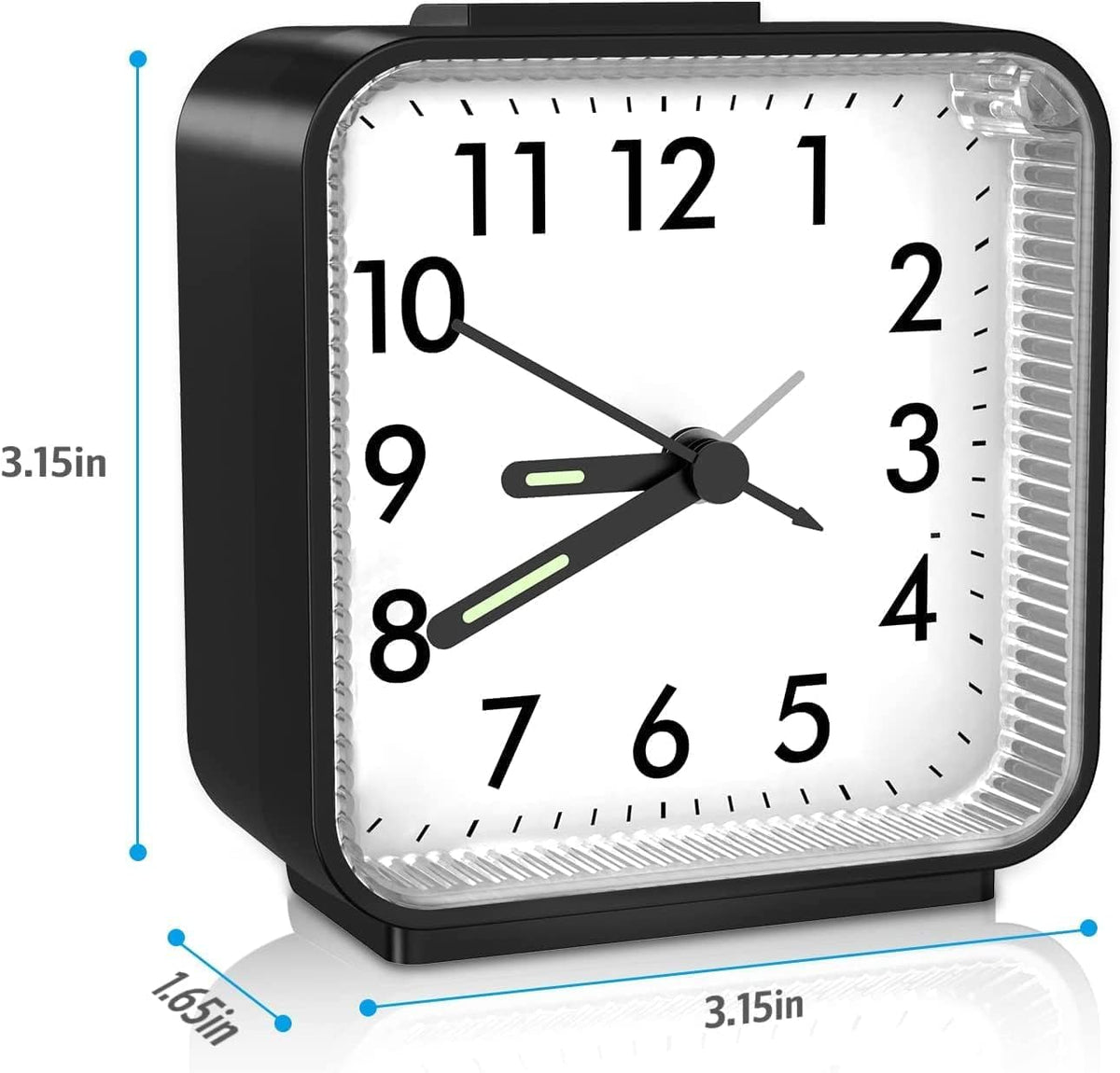 AMIR Analog Silent Non Ticking Small Clock, Travel Analog Alarm Clock