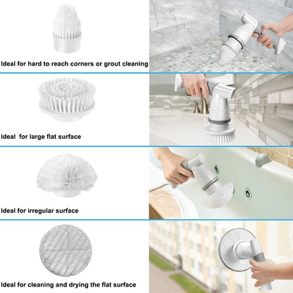 Electric Spin Scrubber, Bathroom Shower Electric Scrubber for Cleaning Tub/Tile/Floor/Sink/Window, Power Cleaning Brush Rechargeable Cordless with 4 Replaceable Cleaner Brush Heads