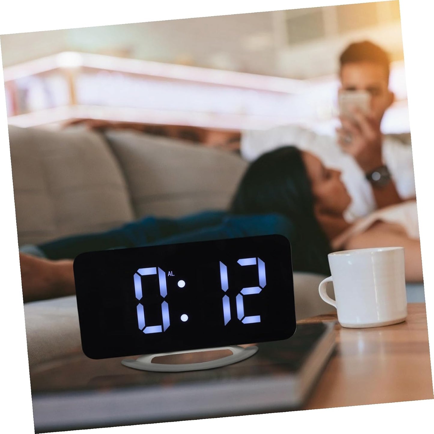 Unomor Vibrating Alarm Clock with Bed Shaker Large Digital Display Black LED Alarm Clock for Bedroom Heavy Sleepers Snooze Function for Office and Home Use