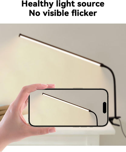 2 Pack LED Desk Lamp with Clamp,Eye-Friendly Clip on Lights for Home Office Study Reading,3 Modes 10 Brightness,Long Flexible Goose-Neck,Swing Arm Architect Task Table Lamps USB Usage