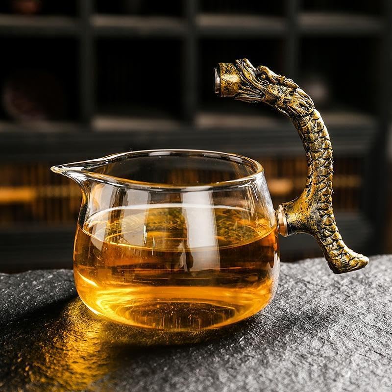 Glass Teapot Set with Infuser Semi Automatic Dragon Tea Set (Blue golden teapot)