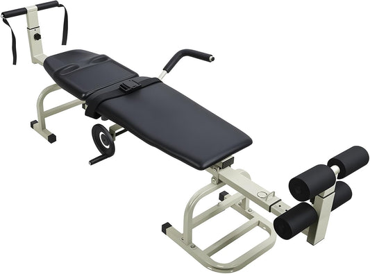 Lumbar Decompression Table with Cervical Traction, Height & Length Adjustable Back Stretcher Machine with Foam Rollers, 330lbs Capacity Spine Stretcher for Pain Relief & Spinal Alignment