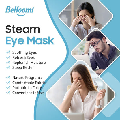BeHoomi Steam Eye Mask, 10Packs Heated Eye Mask, Self Heating Disposable SPA Warm Compress for Eyes Sleep Mask, Travel Essentials & Relaxation Gifts for Women (Lavender Scent)