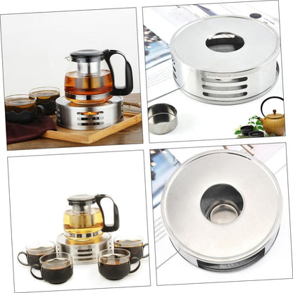 PRETYZOOM Stainless Steel Glass Tea Base Candle Holder for Home Office Cafe and Easy to Clean Tea Warmer for Enjoying Loose Leaf