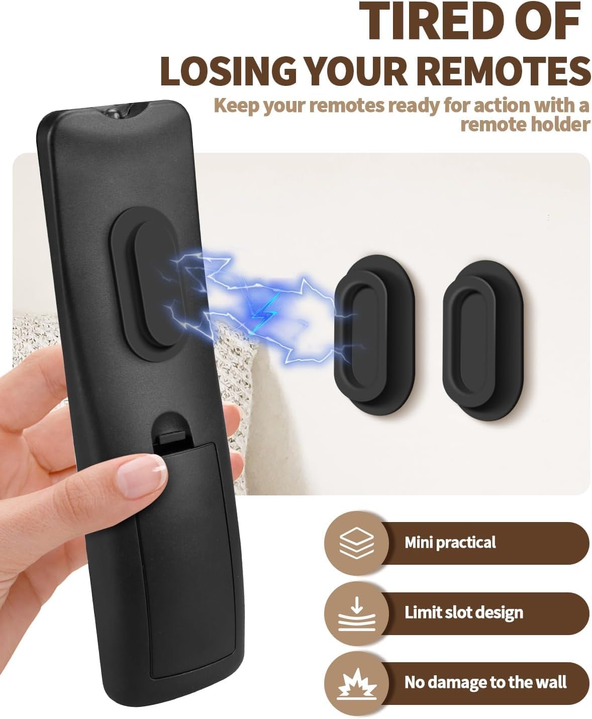 6 Pack Magnetic Remote Control Holder – Upgraded Silicone Magnetic Wall Mount for TV, Fan & Air Conditioner Remotes – Self-Adhesive, No-Drill Remote Control Holder Wall Mount