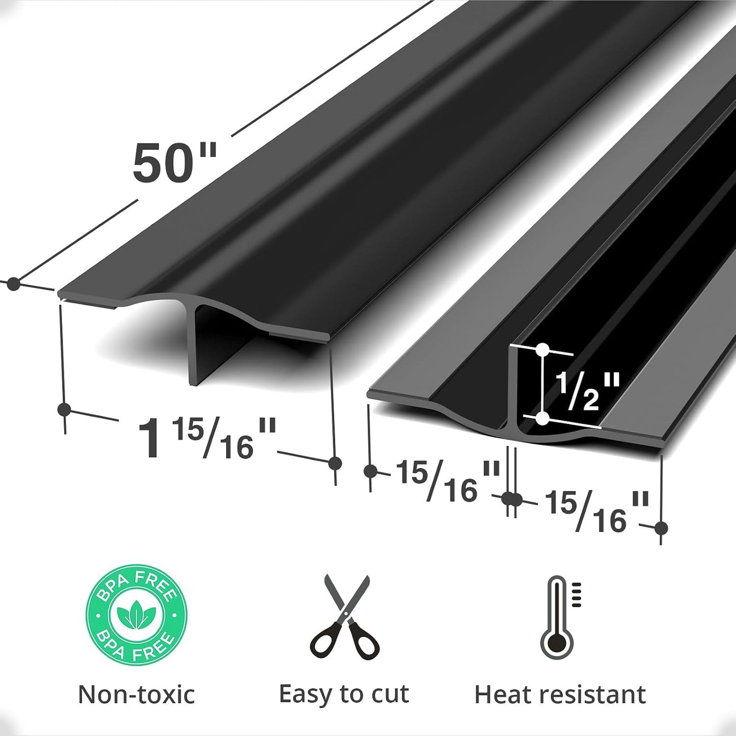 Silicone Stove Gap Cover X-Protector - 50"x1" Premium Counter Gap Filler | Self-Adhesive Guard Between Stove and Counter - Heat Resistant Oven Counter Gap Protector - Stove Top Spill Guard