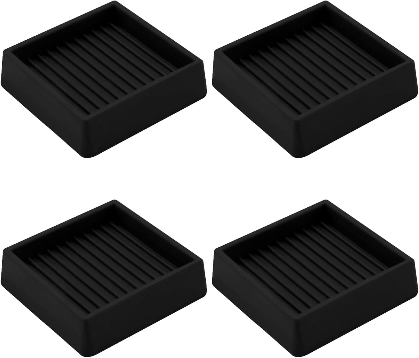 3X3 Square Rubber Caster Cups, Non Slip Furniture Pads - 4 Pack | Anti-Slip Furniture Gripper, Anti Skid Furnitures Feet, Anti Slide Floor Protector for Bed Couch Stoppers, Brown