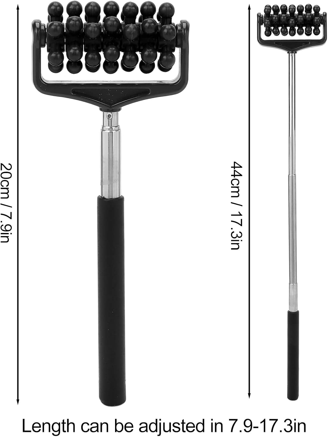 Ymiko Massage Stick for Men and Women – Telescopic Granular Body Roller for Neck, Back, Legs – Portable Home Muscle Relief Tool (Black)