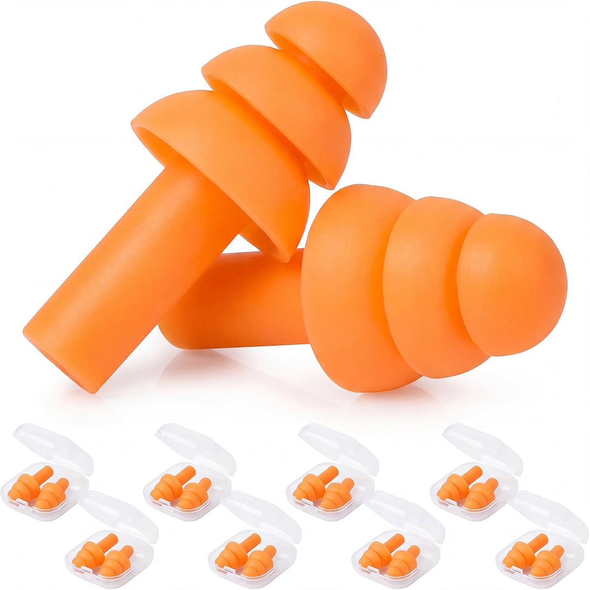 24 Pairs Black Ear Plugs Bulk NRR 29dB Reusable Silicone Ear Plugs with Plastic Cases Soft Foam Plug for Sleeping Noise Cancelling Concerts Shooting Swimming Noise Reduction