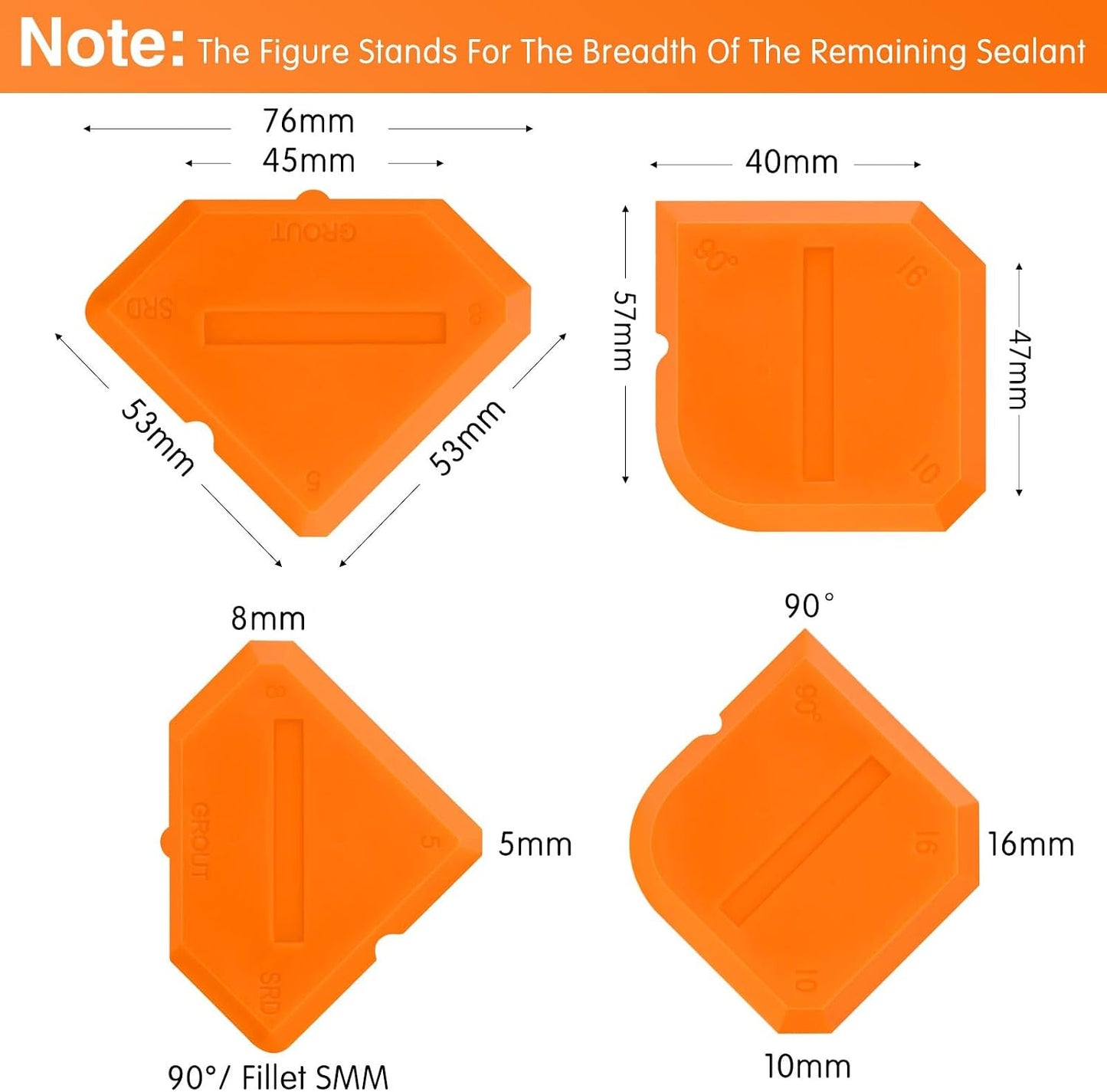 Outus 2 Pieces Caulking Tool Set Silicone Sealant Grout Tool for Kitchen Bathroom Floor Sealant Sealing(Orange)