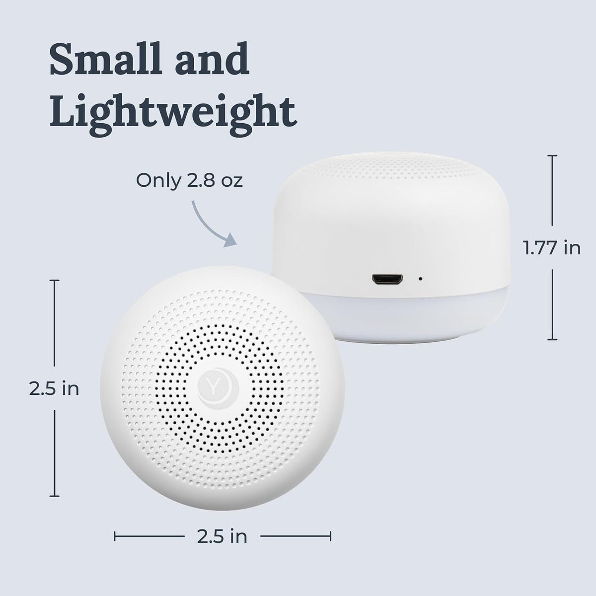 Yogasleep Travel Mini Portable White Noise Sound Machine, 6 Soothing Sounds, Volume Control, Dimmable Night Light, Sleep Therapy for Adults & Baby, USB Rechargeable, Lanyard Included