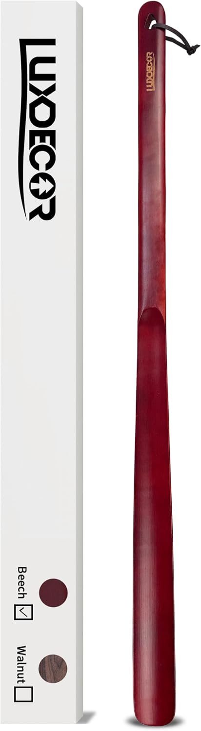 Luxdecor Long Handled Wooden Shoehorns-24in Wooden Long Handle Shoe Horn for Seinors Men Boot Jack Shoe Helper for Women