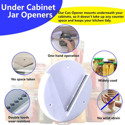 Under Cabinet Jar Openers for Seniors With Arthritis or Weak Hands, One Handed Bottle Openers, Easy to Use Kitchen Can Opener-White