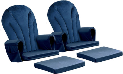 ANMINY 5pcs Glider Rocker Replacement Cushions Set with Ottoman Cushion, 3.5Inch Thickened Velvet Glider Rocking Chair Cushions with 29 inch High Backrest & Side Pockets for Indoor Nursery, Blue