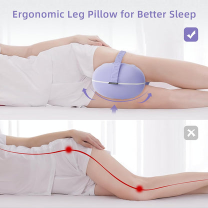 Knee Pillow for Side Sleepers - Cooling Pillow Between Legs for Side Sleeping - Memory Foam Knee Pillow with Strap for Hip Pain & Spine Alignment (Blue)