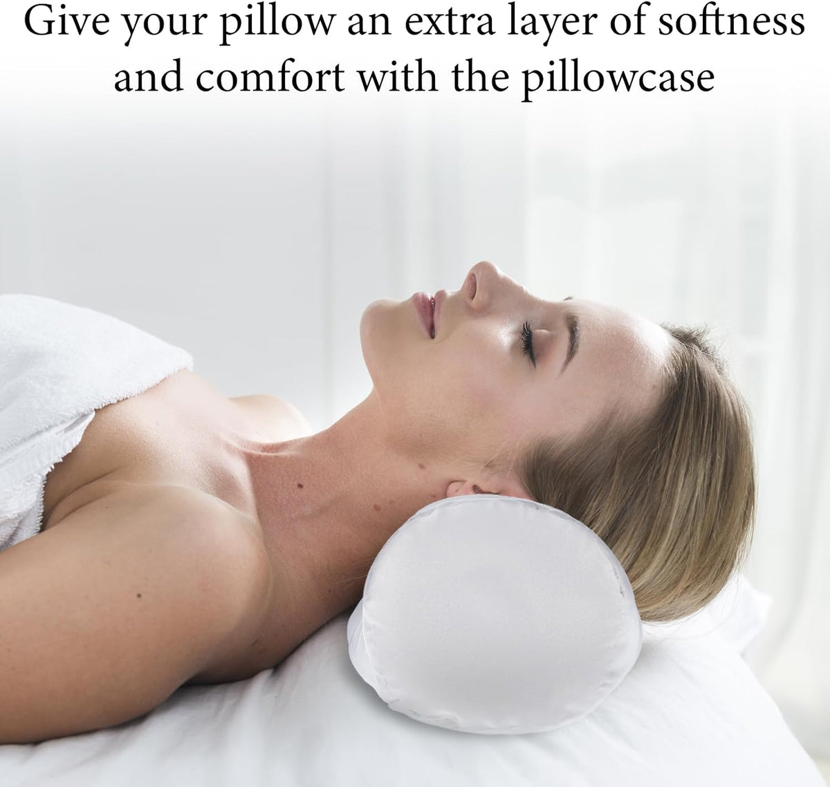 2 Packs Round Neck Pillow Case Covers, 16x5.9inch Cervical Neck Roll Pillow Cover Soft Round Pillow Covers with Zipper Bolster Pillowcases Silk Pillow Case Covers for Hair & Skin(Only Case)