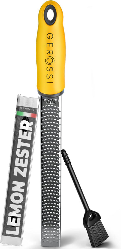 Stainless Steel Cheese Grater & Lemon Zester w/Extra Sharp Blade - Perfect for Lemon, Parmesan, Garlic, Chocolate - Spice Up any Dish in Seconds w/Your Premium Citrus Hand Grater with Handle - Blue