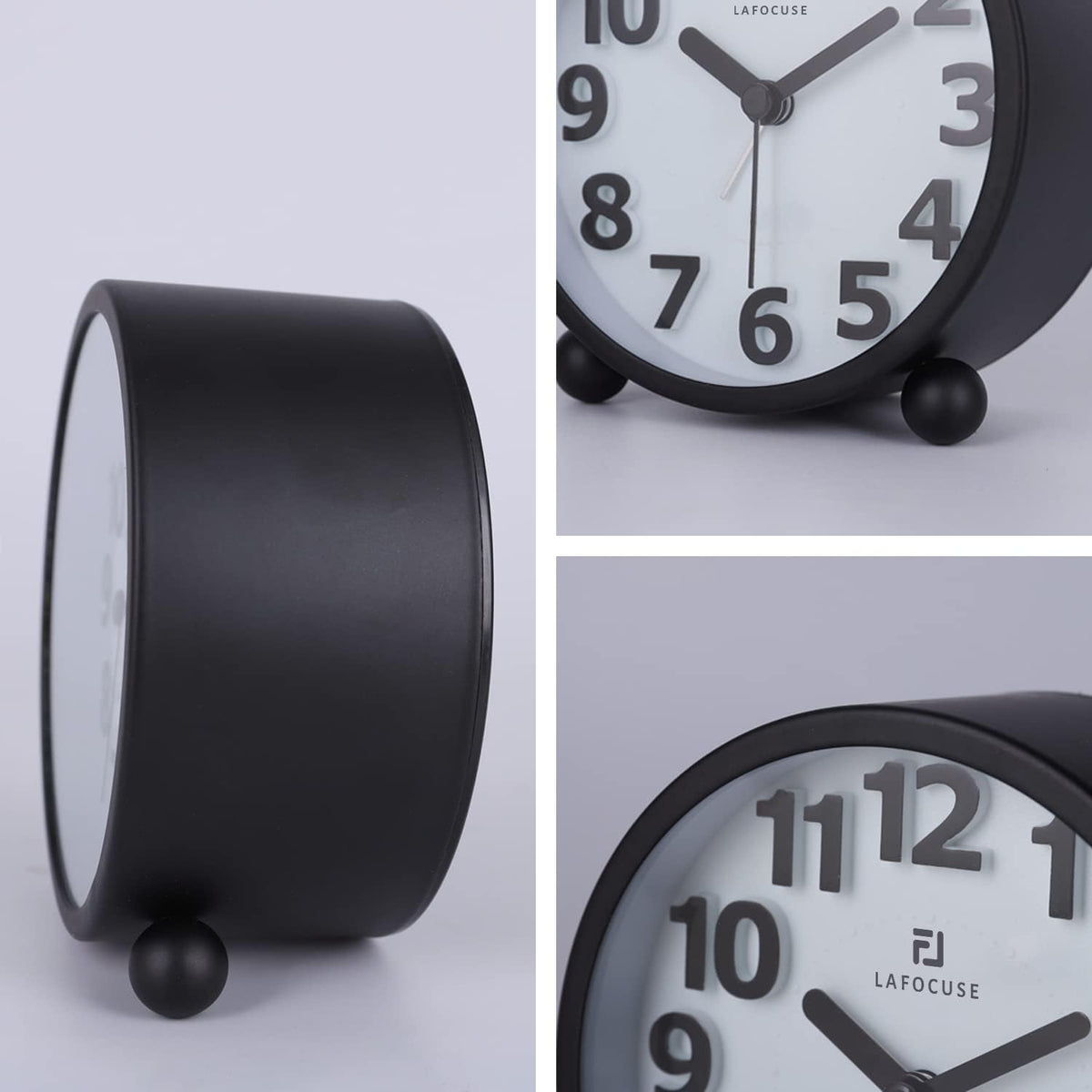 Lafocuse Black Battery Operated Alarm Clocks for Bedrooms Heavy Sleepers