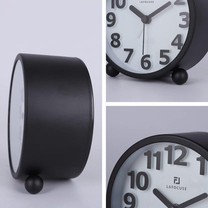 Lafocuse Black Battery Operated Alarm Clocks for Bedrooms Heavy Sleepers