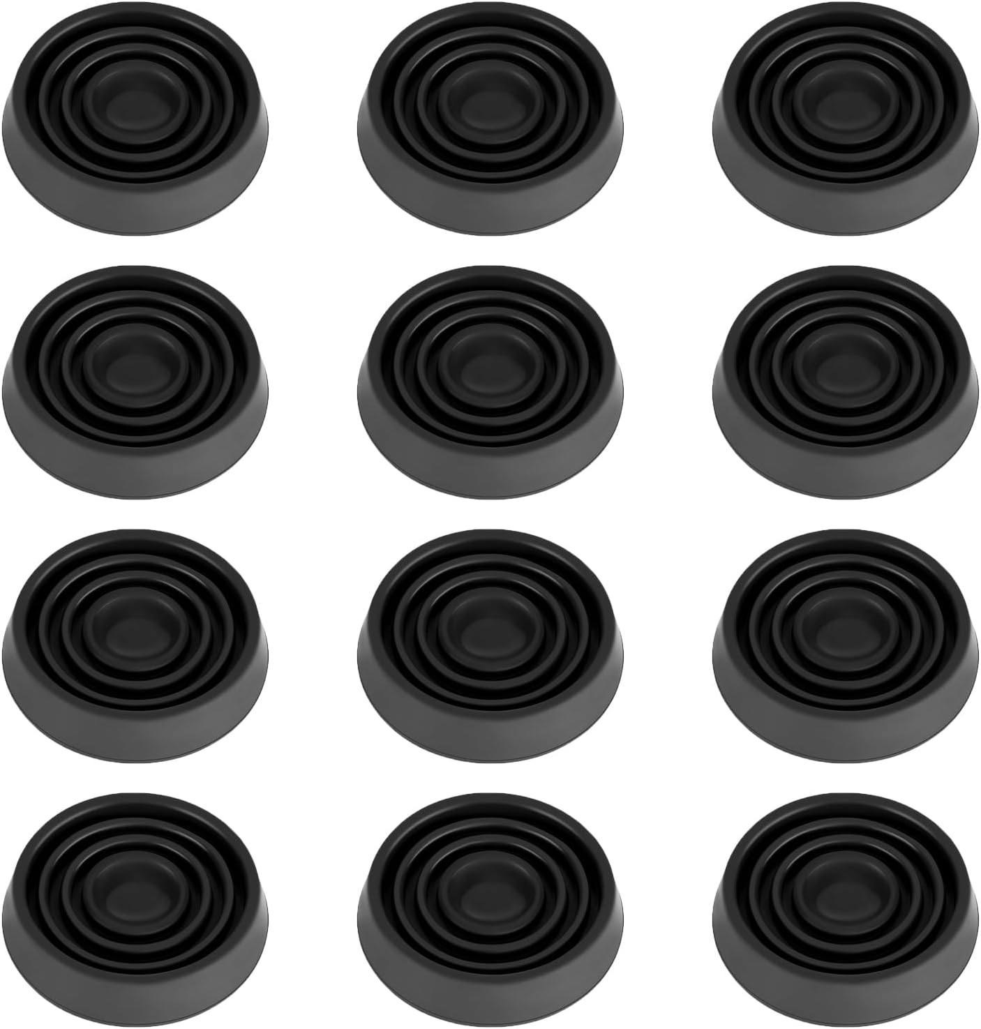 2X2 Round Rubber Caster Cups, Non Slip Furniture Pads - 4 Pack | Anti-Slip Gripper, Anti Skid Furniture Feet, Anti Slide Floor Protector for Bed Couch Table Chair Stoppers, Black