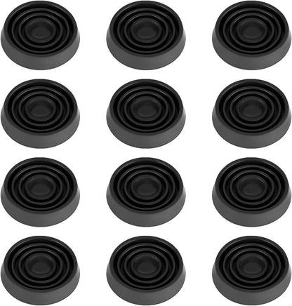 2X2 Round Rubber Caster Cups, Non Slip Furniture Pads - 4 Pack | Anti-Slip Gripper, Anti Skid Furniture Feet, Anti Slide Floor Protector for Bed Couch Table Chair Stoppers, Black