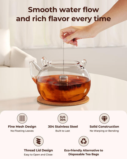 2 Pack Reinmoson 304 Stainless Steel Tea Infuser for Loose Leaf Tea | 1.58” x 2.2” Extra Fine Mesh Tea Strainers Ball, Threaded Lid, Loose Leaf Tea Steeper for Black Tea, Rooibos, etc