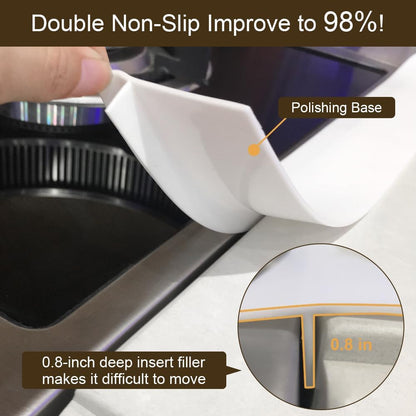 Silicone Stove Counter Gap Cover 30 Inch Side Range Gap Filler 2 Pack Black | Extra long kitchen stove gap covers, 0.2-1 inch gap, heavy 10 oz, cut to size, oven crack guards between stove and counter