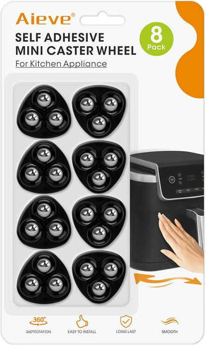 Aieve Appliance Rollers, 8 Pack Small Appliance Slider, Self Adhesive Caster Wheels, Mini Swivel Wheels for Kitchen Countertop Easy Moving