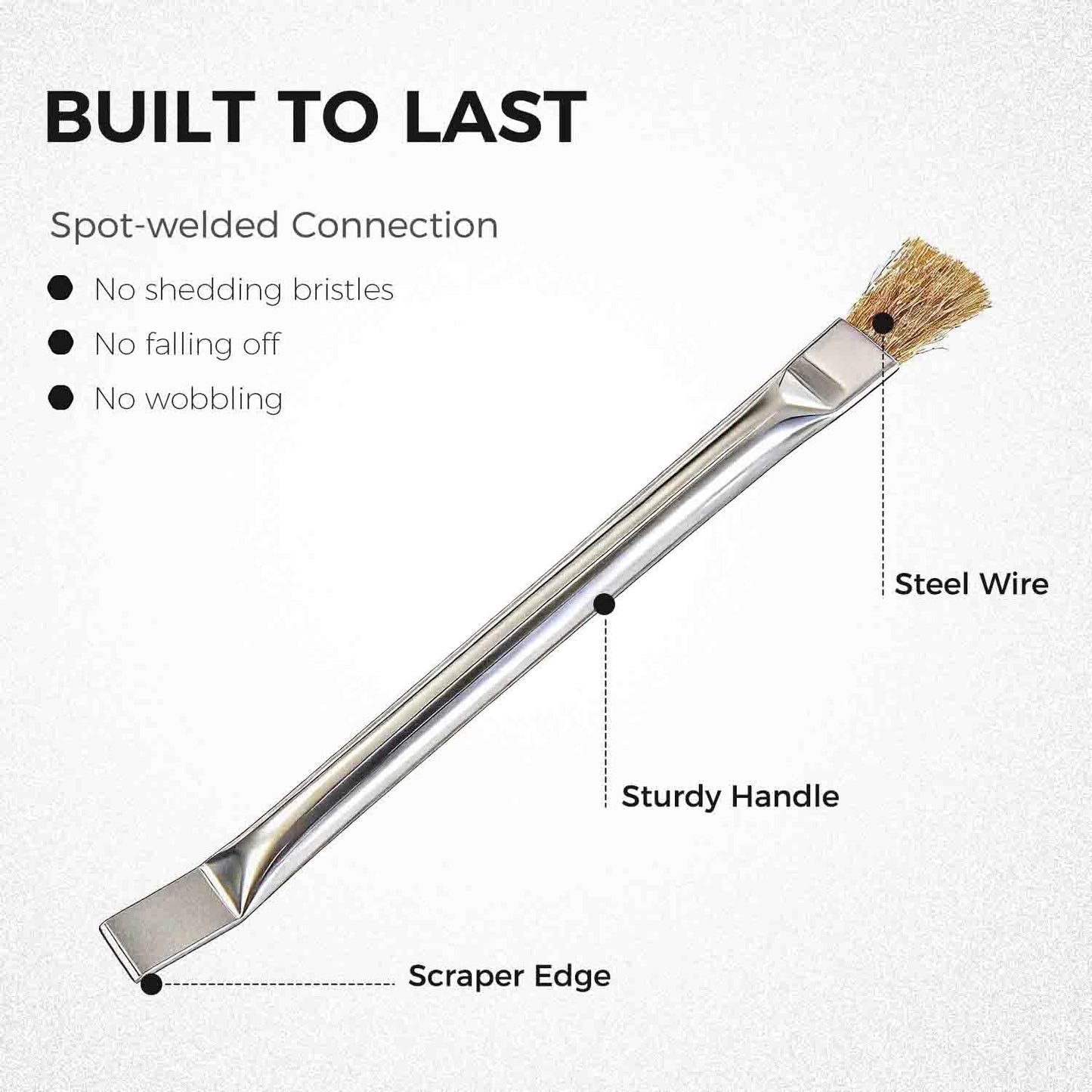Pellet Stove Cleaning Brush with Scraper, Small Head Fits Tight Ash Clean-Out Holes, 10" Long Handle Wire Bristles, Replaces Screwdriver & Rag, for Chimney, Fireplace, Grill, Wood & Gas Stove