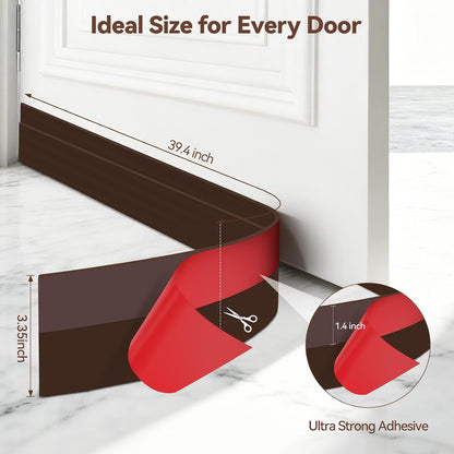 Ohuhu Door Draft Stopper, 1" Wide Adhesive Weather Stripping Seal, 39" | self-adhesive silicone, for interior exterior doors, 3-layer soundproof, save energy, blocks drafts, noise, light, dust, bugs