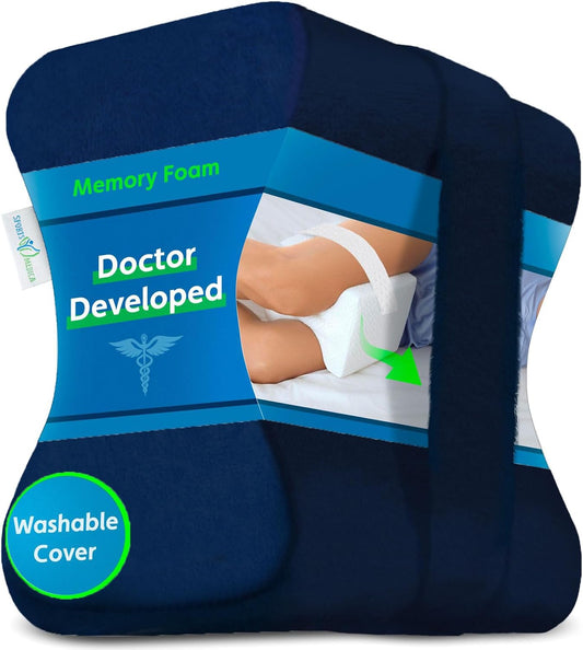 Sports Medica Knee Pillow for Side Sleepers, Memory Foam Leg Pillow Cushion