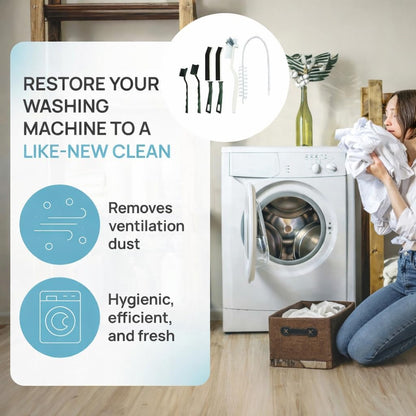 8-Piece Washing Machine Cleaning Brush Set | Dryer Vent Cleaner Kit, Front Load Washer Gasket Cleaner Brush, Crevice Gap Brush for Sink, Grout, Tile & Bathroom