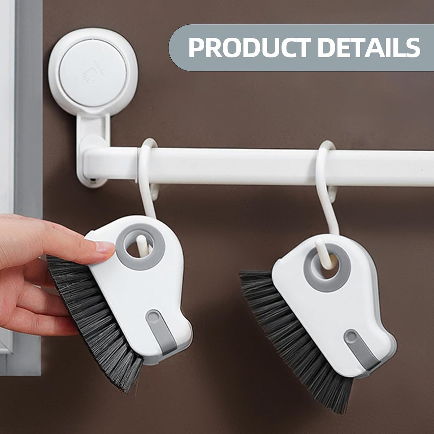 RUIGENG2-in-1 Window Groove Cleaning Brush, | Window Sill Track Cleaner Tool, Cleaning Brush for Sliding Door, Shower Door Sills and Household Narrow Gaps, 2 Pack Gray