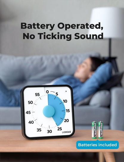 LIORQUE 7.5-Inch Large Visual Timer, 60-Minute Classroom Timer Magnetic