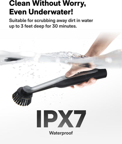 HOTO Wand™ Cordless Spin Scrubber, Electric Grout Brush, 12 Brush Heads | IPX7 Full Body Waterproof Bathroom Scrubber, Cleaning Brush for Grout, Tiles, Corners, Crevices