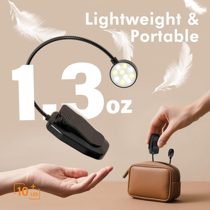 KTEBO 2 Pack Rechargeable Book Light Clip-On Reading Light for Books in Bed | 9 eye-friendly modes from 3 color temperatures and 3 brightness, USB-C up to 30 hrs - Black & Black