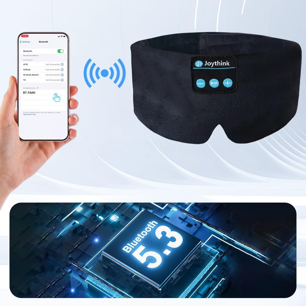 Joythink Sleep Headphones Bluetooth Sleep Mask Silk Headband Earphones Bluetooth Eye Mask for Sleeping On Side Blackout Soft Sleep Earphones Music Kids Children Eye Cover Purple