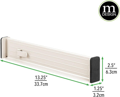 mDesign Expandable Dresser Drawer Divider with Foam Ends, Drawer Divider Locks in Place, Separators for Clothing and Accessories in Closet or Dresser Drawer, Ligne Collection, 4 Pack, White