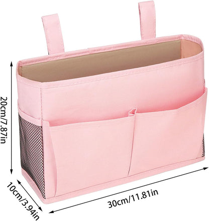 Bedside Caddy, Hanging Bed Organizer Storage Bag Pocket for Bunk and Hospital Beds, Bedside Caddy for Dorm Bed Headboards Bunk Hospital Beds Book Phone Magazine Holder (yellow)